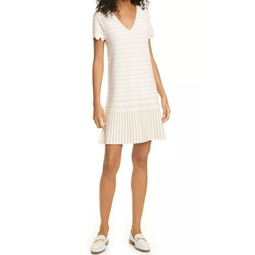 Ted Baker London Maciiey pink and gold stitch knit dress